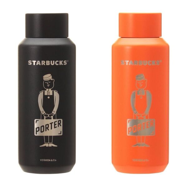 スターバックス スタバ PORTER ポーター リサイクルステンレスボトル マットオレンジ マットブラック 355ml 完売 限定