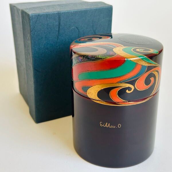 【美品.希少】漆器 茶筒 茶器 茶道具 木製 漆塗り 蒔絵 螺鈿 伝統工芸 作家もの