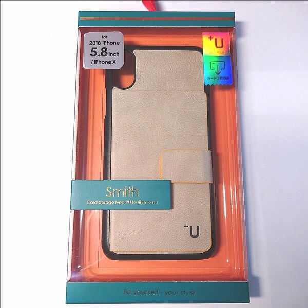 iPhone XS iPhone X 【+U】smith カード収納ポケット付 TPU ケース グレー