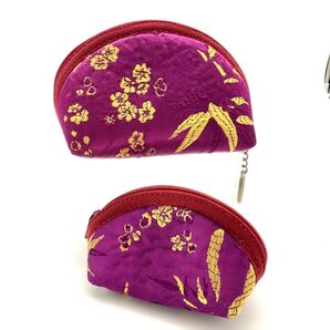 未使用 HALY’S silk ポーチ 2 セット シルク 台湾 ベトナム 小物入 化粧 コスメ ティッシュ 絹 判子 はんこ