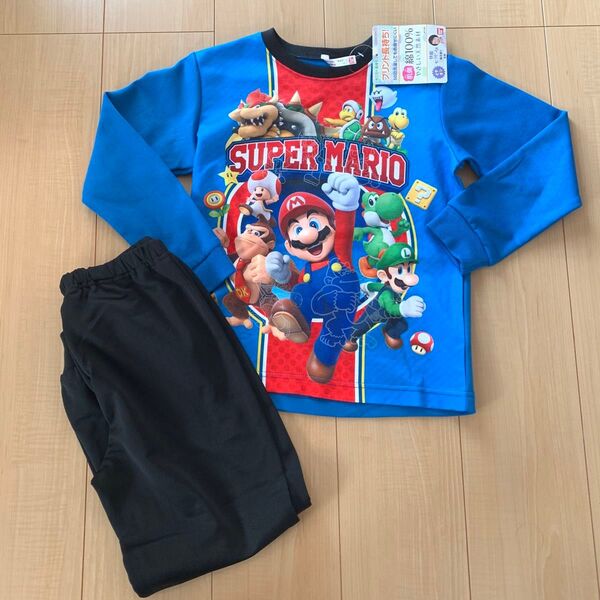 スーパーマリオ 光る パジャマ 上下 セットアップ 長袖 ナイトウェア 子供 130