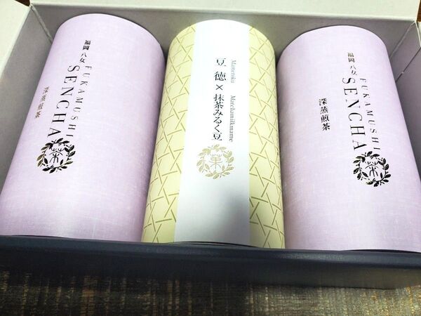 新品福岡八女深蒸煎茶2包装と豆徳まっちゃみるく豆少しお値下げします