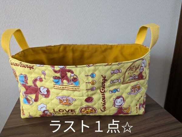 No.57 大きめ布バスケット おさるのジョージ ハンドメイド