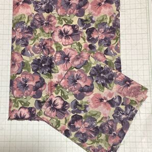 リバティ パンジーフラワー タナローン カットクロス2枚 ピンク系 生地 はぎれ