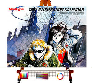 [New Item][Delivery Free]1992 NewType Illustration calendar(Hajime Katoki/Mikimoto Haruhiko/Michitaka Kikuchi etc)16P [tag3333]