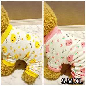 犬服 猫服 ペット服 春夏秋 やわらかロンパース 4脚パジャマOK:S.M.XL