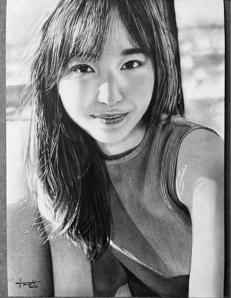 No.27 女性 鉛筆画 手書きイラスト A4サイズ 鉛筆画 手描きイラスト
