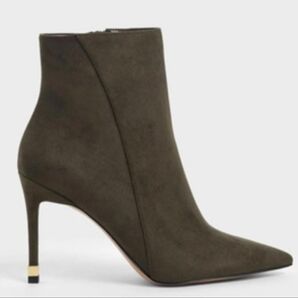 黒 ショートブーツ 靴 ショート ブーツ ブーティ スエード ポインテッドトゥ チャールズアンドキース 完売品