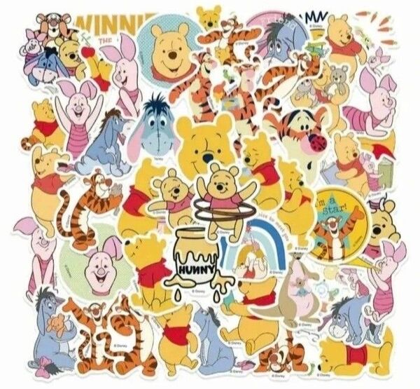 ★GW 価格!★ くまのプーさん 仲間たち 防水ステッカー 50枚セット 新品未使用未開封 防水ステッカー ディズニー