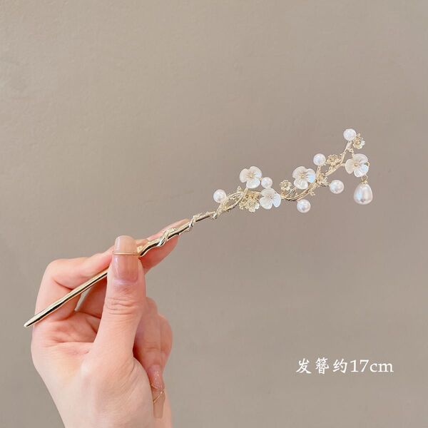 かんざし 簪 梅花髪飾り 一本挿し パール 結婚式 2枚目画像は箱付きの場合参考