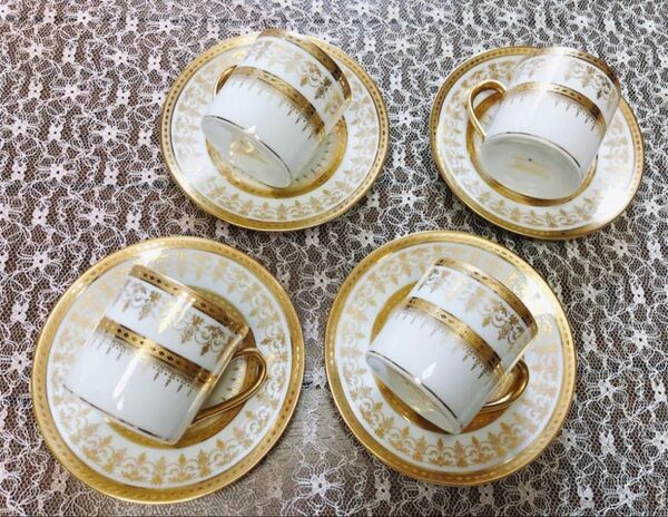 ベルナルド リモージュ シュノンソー カップ&ソーサー 4客 金彩