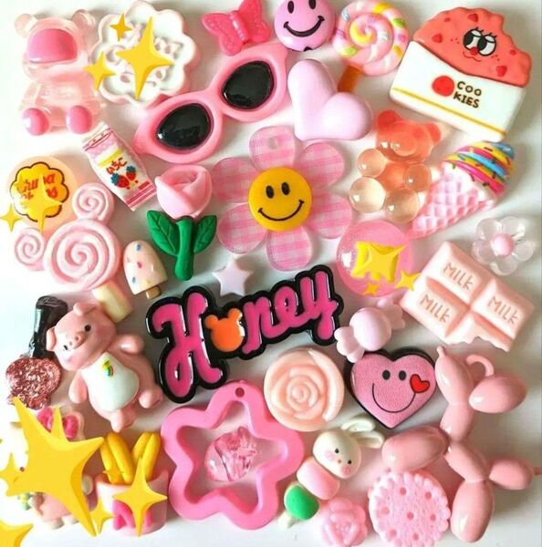 デコパーツまとめ売り☆ピンクmix