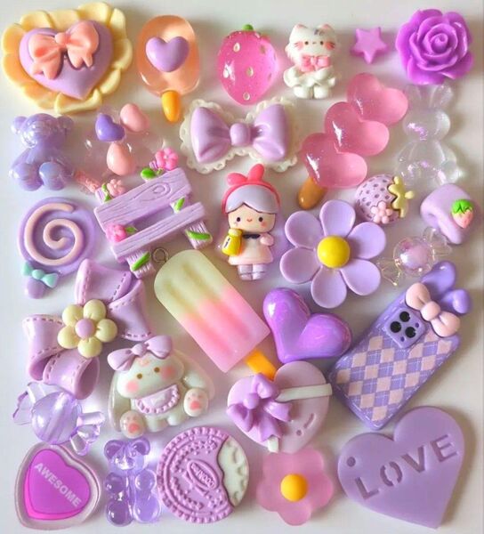 ☆デコパーツまとめ売り☆パープルmix