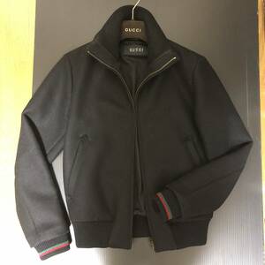 超美品/保管品/希少/細身/高級/Gucci/総/毛/革/ウール/レザー/シェリー/ランウェイ/コレクション/44/S/ブルゾン/ジャケット/ムートン/柄