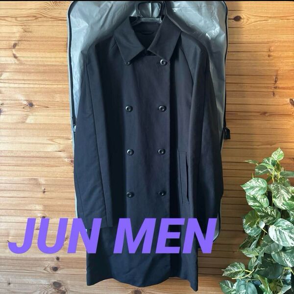 美品!JUNMEN ジュンメン ステンカラーコート コート 濃紺 M