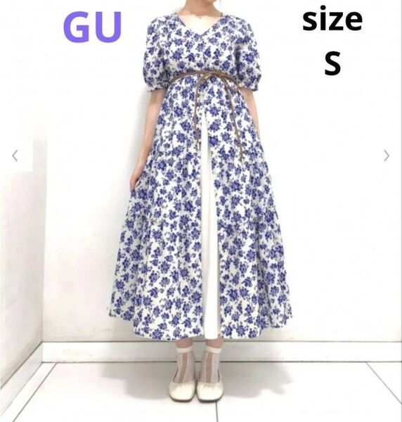 GU 5分袖ティアードワンピース(sizeS)