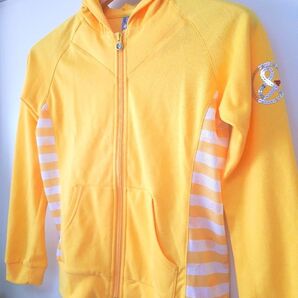 ★★【and per se/アンパスィー】ゴルフ スパンコールロゴ フルジップパーカー/S/イエロー/クシュっとしたフードカワイイ