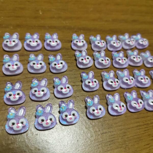 キラキラ ステラ・ルー ウサギの顔 ネイルパーツ 40個 ダッフィー&フレンズ デコパーツ プラパーツ ダッフィーアンドフレンズ