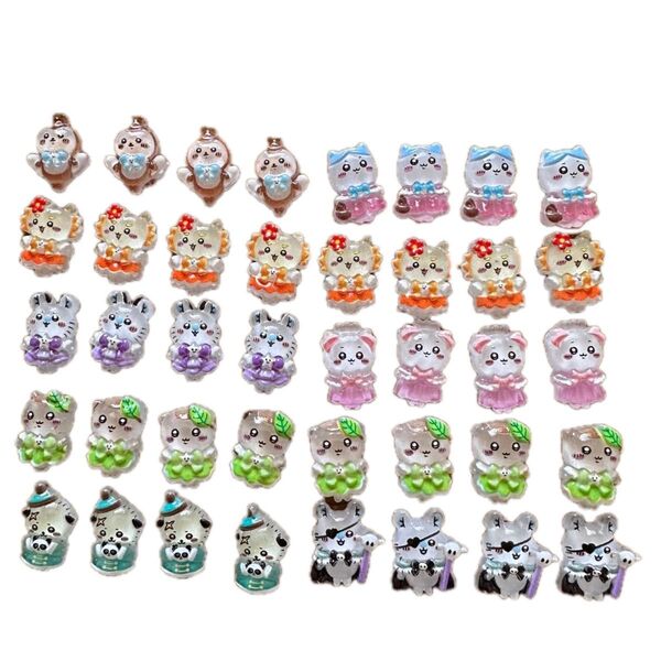 ちいかわ ネイルパーツ 40個入り デコパーツ デコレーション くりまんじゅう ハチワレ モモンガ カブトムシ シーサー