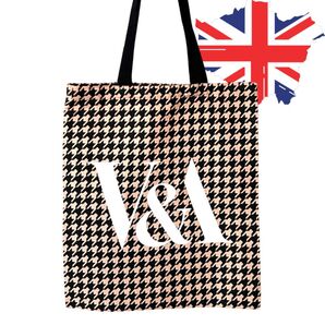 ☆ロンドン発☆ヴィクトリア&アルバートV&A 別注 エコバッグ トートバッグ エコバッグ 千鳥格子 ハウンドトゥース A4