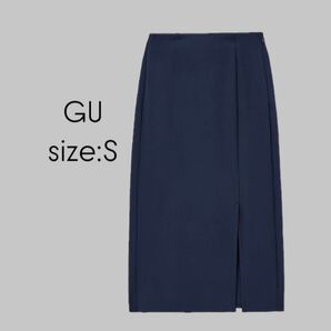 GU カットソーナローミディスカート ネイビー S 344660