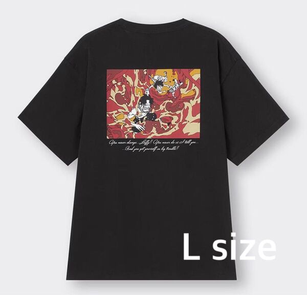 GU ワンピースコラボONE PIECE アニメ Tシャツ ブラックLサイズ
