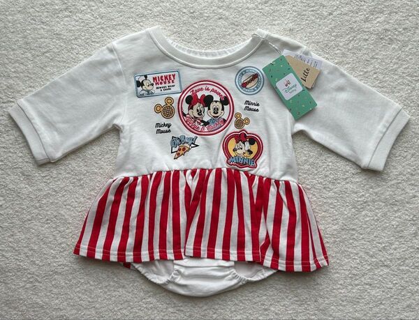 【新品タグ付き】リトシー ミッキー ミニー ワッペン ロンパース 70 80 ベビー服 ディズニーベビー