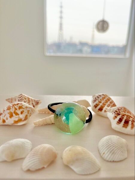 ヘアゴム 天然シーグラス