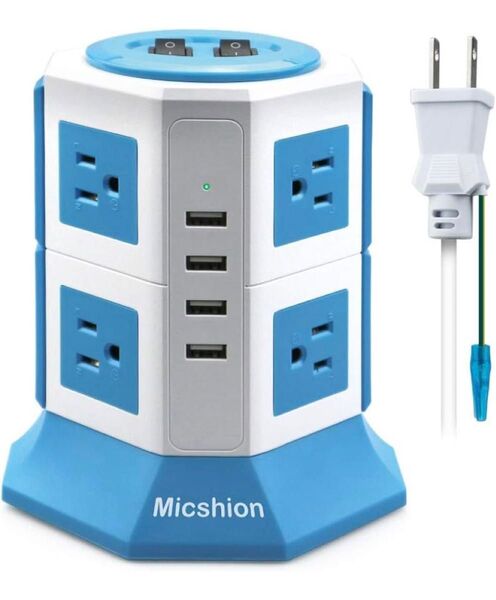 電源タップ タワー12-in-1 AC 8個口 USB 4ポート