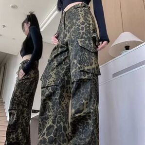【新品未使用】レオパード柄 パンツ ズボン レディース XL カーゴパンツ ワークパンツ 韓国