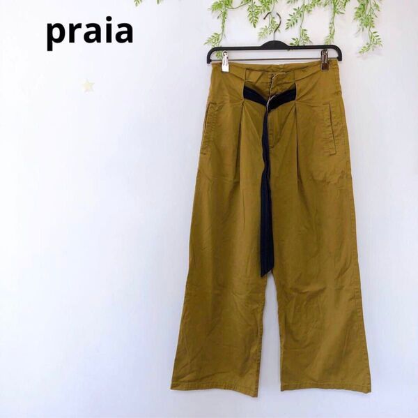 【praia】プライア レディース ワイドパンツ カジュアル ウエストベルト
