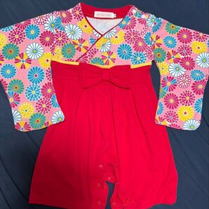 ベビー服 袴ロンパース 初節句 女の子 80cm