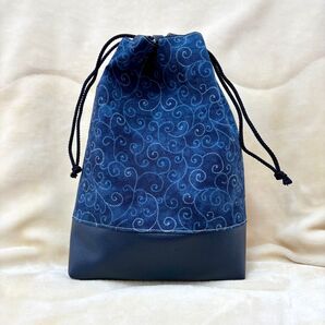 C10 信玄袋 マチあり 巾着バッグ 巾着袋 和装バッグ 唐草模様