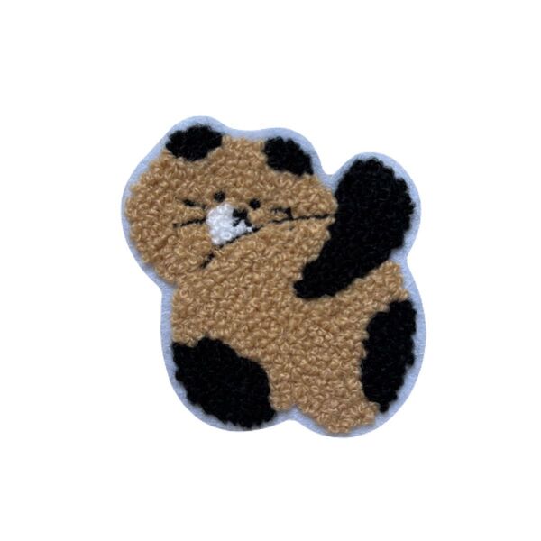 ねこ もこもこ 刺繍 アイロンワッペン アップリケ パイルワッペン 猫 アニマル