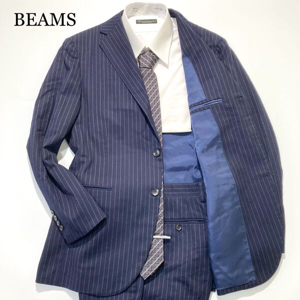 【極美品】BEAMS セットアップ スーツ ネイビー ストライプ カノニコ