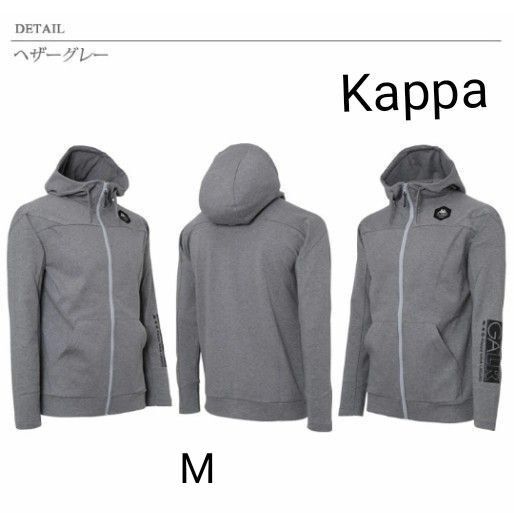 kappa カッパ サッカースウェットフーディジャケット ジップアップ パーカー スウェット M グレー