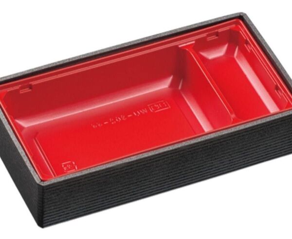エフピコ 弁当容器 黒地黒千筋赤本体+蓋 30セット