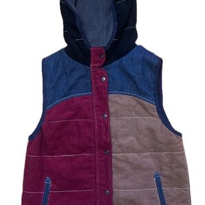 美品 マナスタッシュ コーデュロイ×デニム ベスト マルチカラー M