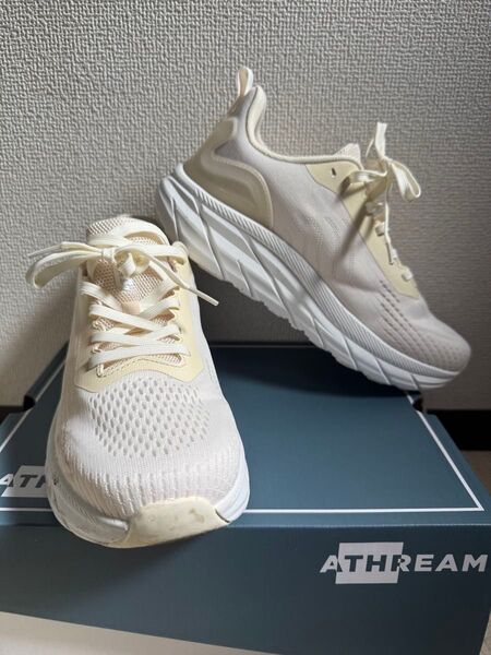 アスリーム athream 25.5cm ベージュ レディース ジョギング ウォーキング ホワイト 白 アスビー