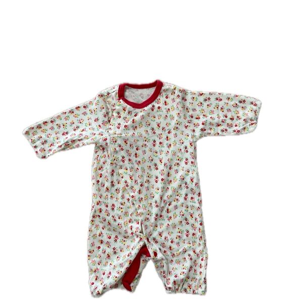 小花柄50-60cmロンパース 女の子 カバーオール 長袖 ベビー服 50-60