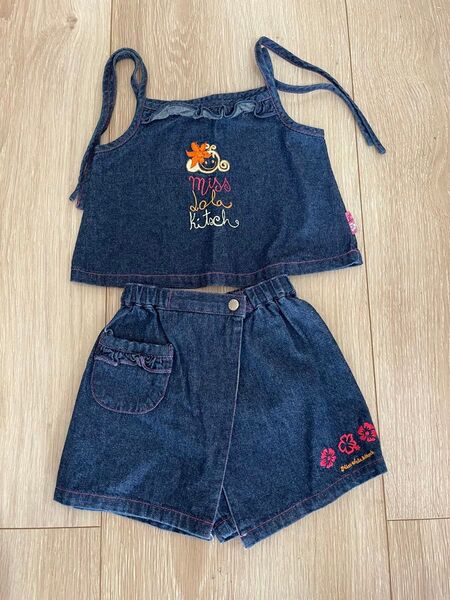 美品NAFNAFデニムセットアップ ショートパンツ80cm