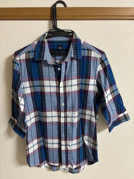 GAP メンズ 七分丈シャツ シャツ チェック 長袖シャツ