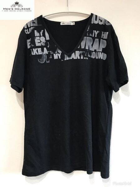 メンズメルローズ MEN's Melrose Tシャツ【ネイビー×英字柄】