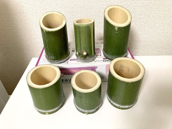 6本セット 竹筒 竹 物入れ 子物入れ ペン立て ペンスタンド 工具入れ 花瓶 竹ポット 鉢 筆立て