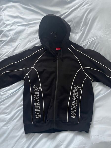 Supreme ジップ パーカー フーディー 黒 L