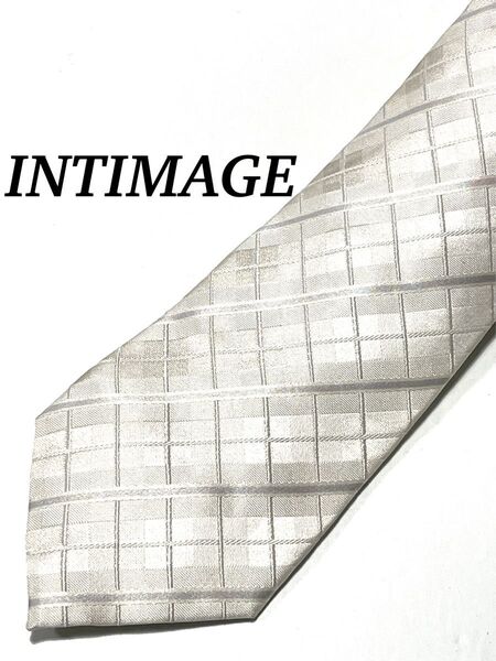 まとめ購入で大幅割引き INTIMAGE チェック柄 ネクタイ ビジネス シルク ホワイト 白 冠婚葬祭 フォーマル
