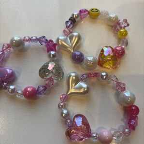 3個セット ハンドメイド 子供用 ビーズ ブレスレット
