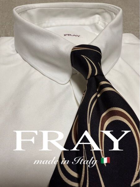 【極美品】FRAY/フライ/ラウンドタブカラーシャツ/ピンオックスフォード/ホワイト/定価7.5万