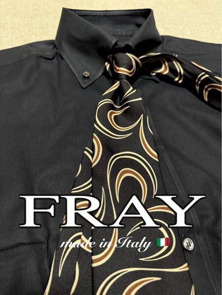 【美品】FRAY/フライ/ボタンダウンシャツ/メッシュ生地/ブラック/定価6.9万