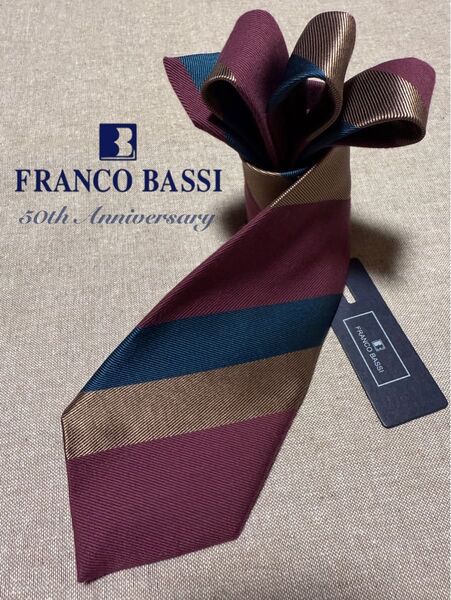 【新品】FRANCO BASSI/フランコバッシ/レジメンタル/50th anniversary/コットンシルクタイ